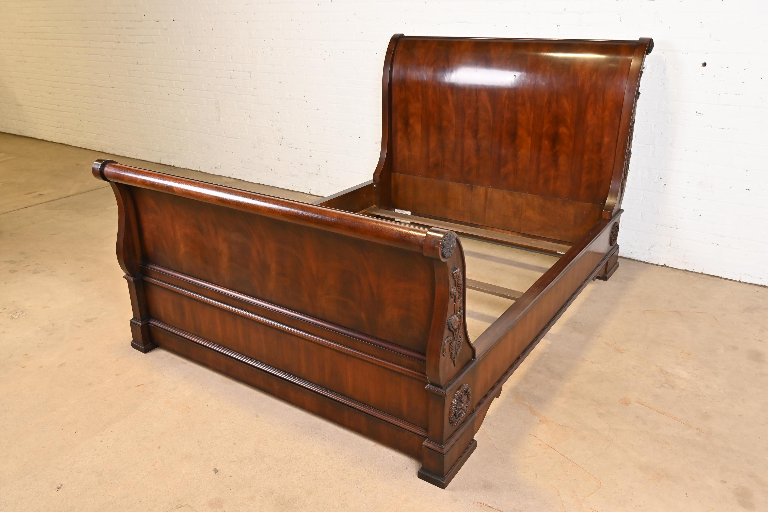 20th Century Ralph Lauren French Provincial Louis Philippe Mahogany Queen Size Sleigh Bed