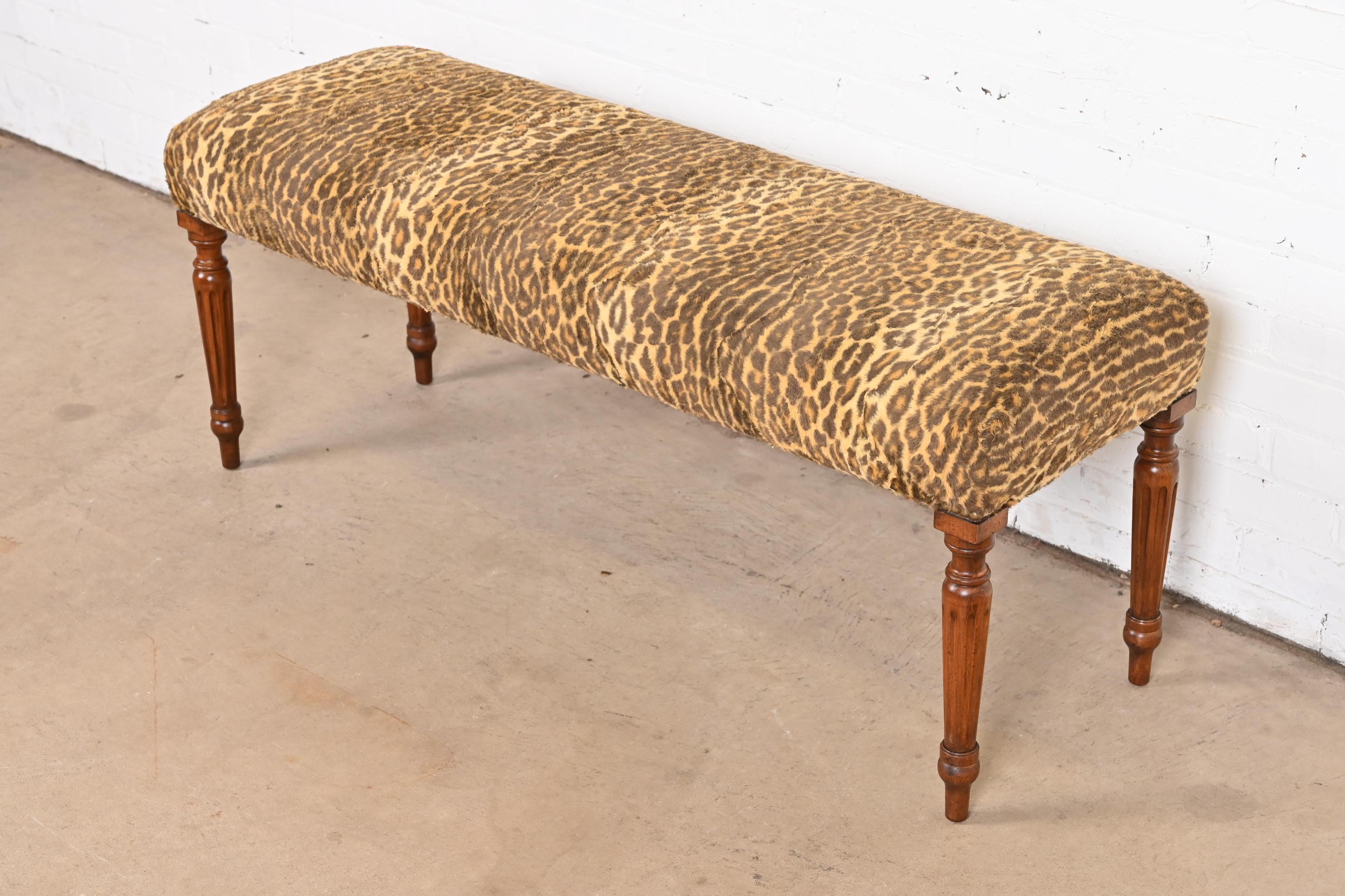 American Ralph Lauren French Regency Louis XVI Window Bench in Leopard Print Upholstery