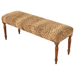 Ralph Lauren French Regency Louis XVI Window Bench in Leopard Print Upholstery