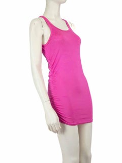 Ralph Lauren Fuchsia Silk Ruched Mini Dress Size L