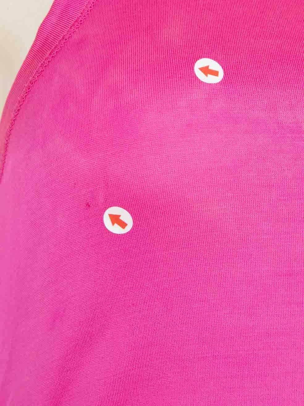 Ralph Lauren Mini Vestido Acanalado de Seda Fucsia Talla L en venta 3