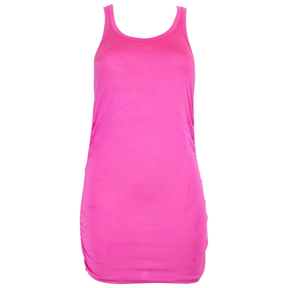 Ralph Lauren mini-robe froncée en soie fuchsia, taille L