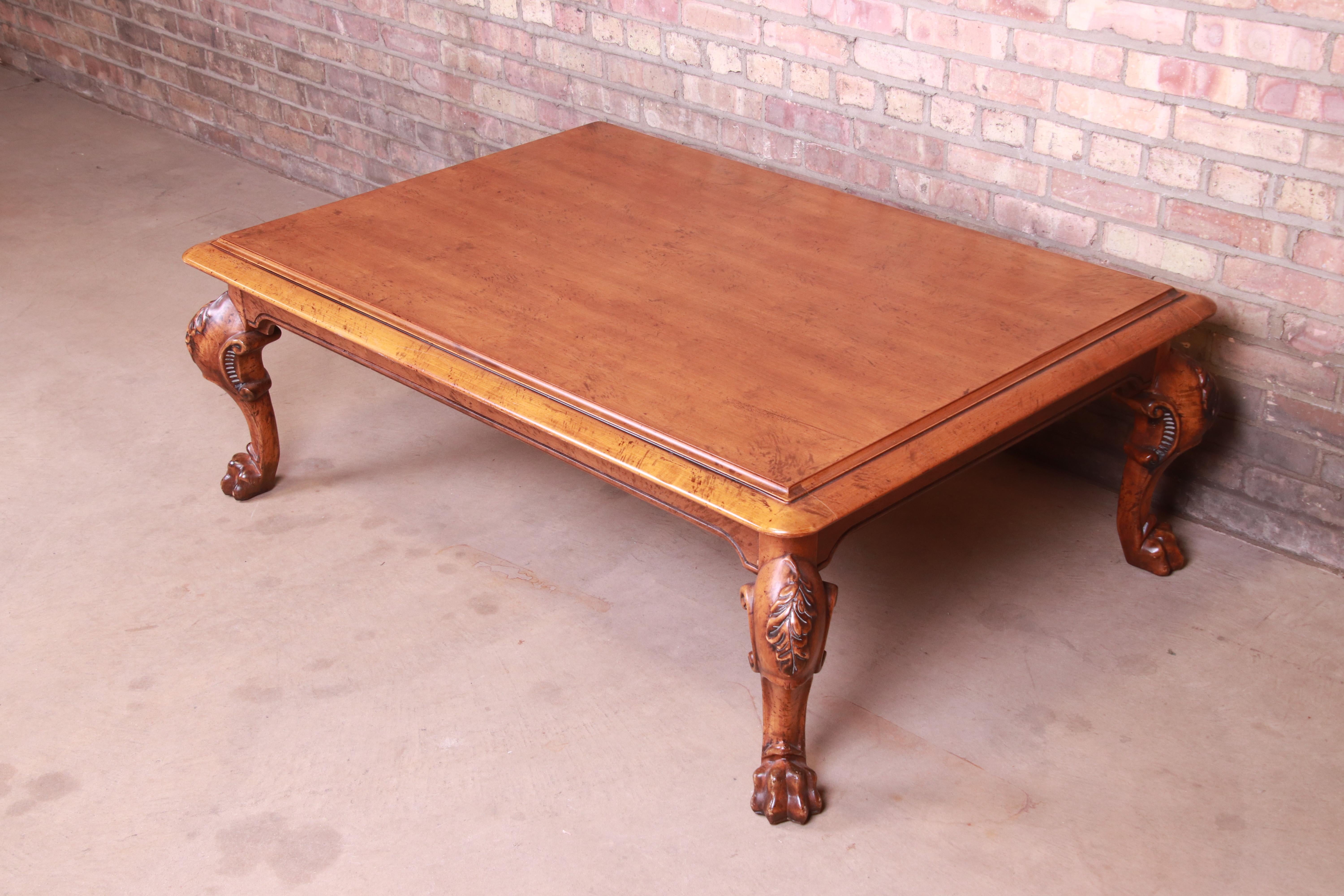 Ralph Lauren Georgian Carved Walnut Coffee or Cocktail Table In Good Condition In South Bend, IN