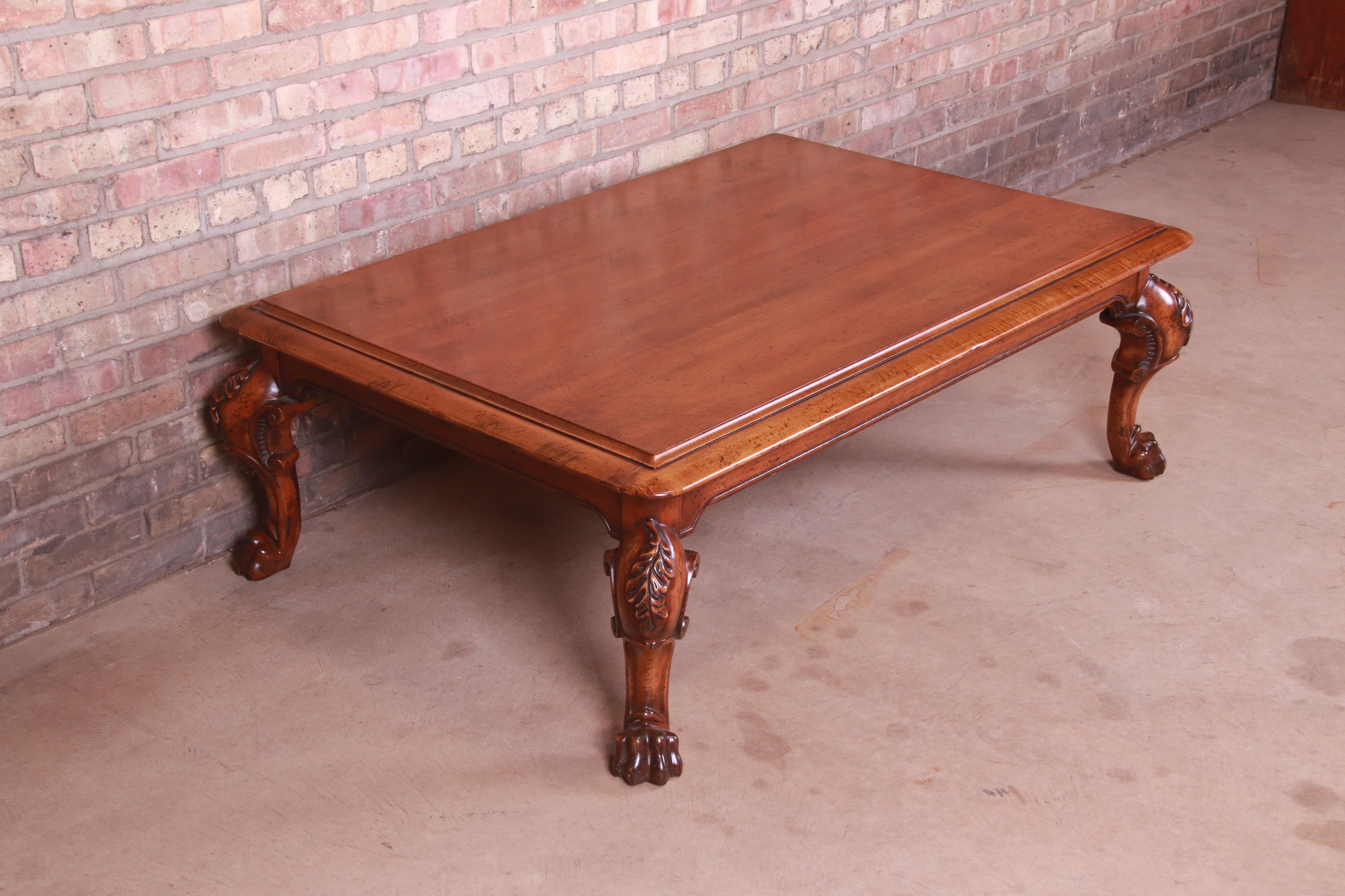 Ralph Lauren Georgian Carved Walnut Coffee or Cocktail Table In Good Condition In South Bend, IN