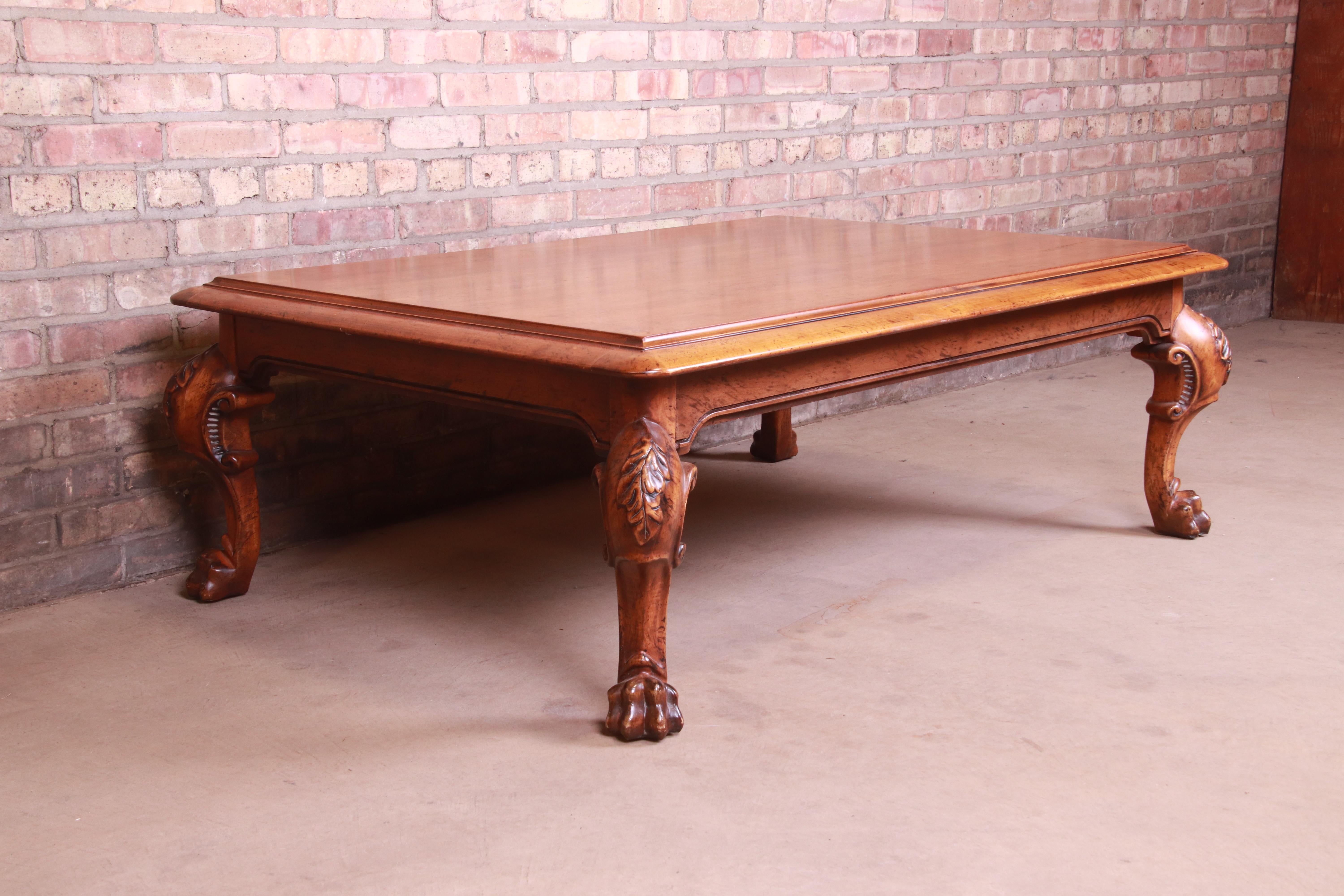 Ralph Lauren Georgian Carved Walnut Coffee or Cocktail Table 1