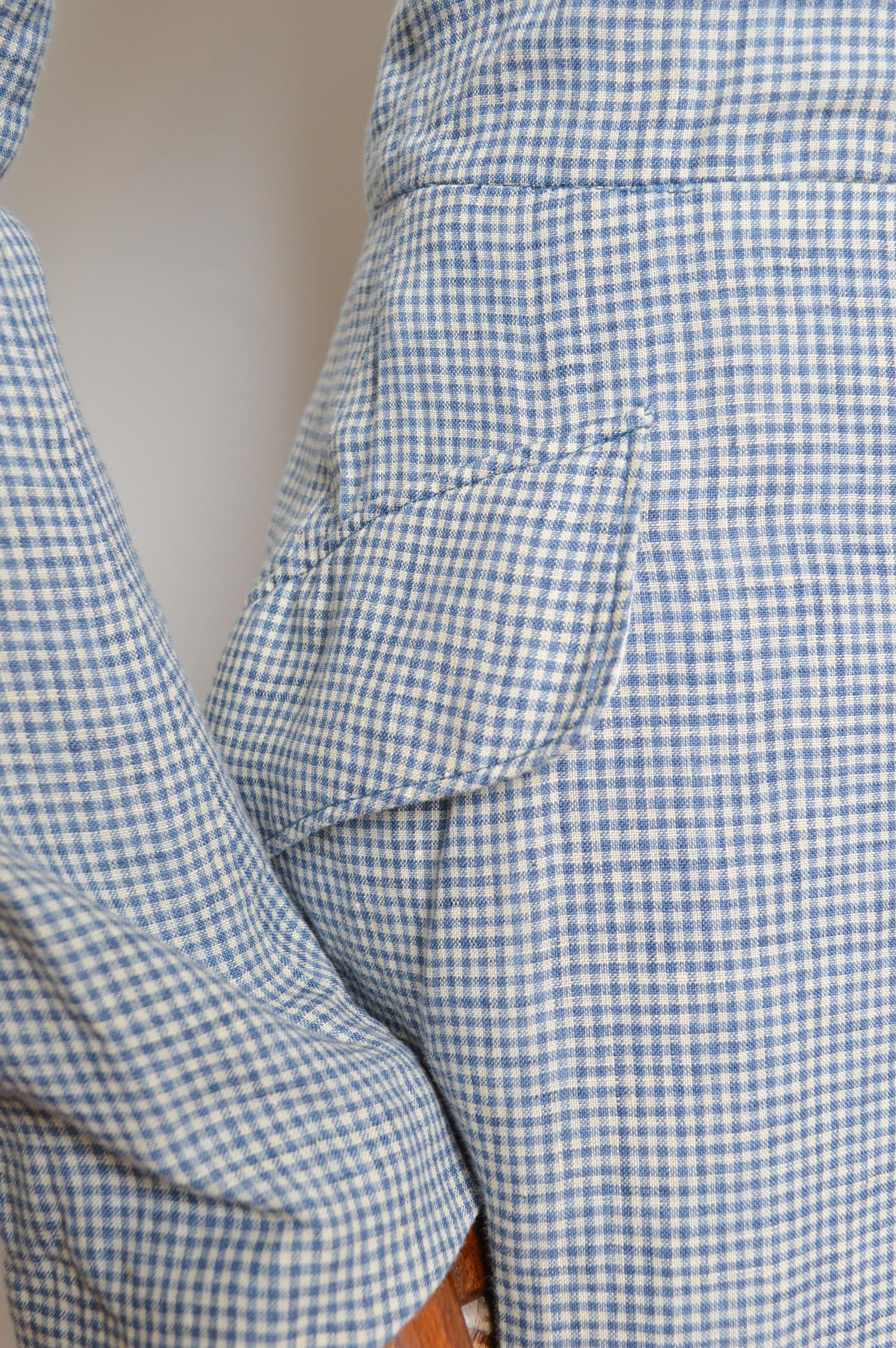 Ralph Lauren - Tailcoat in cotone blu Madras - Giacca di lino napoleonica in vendita 8