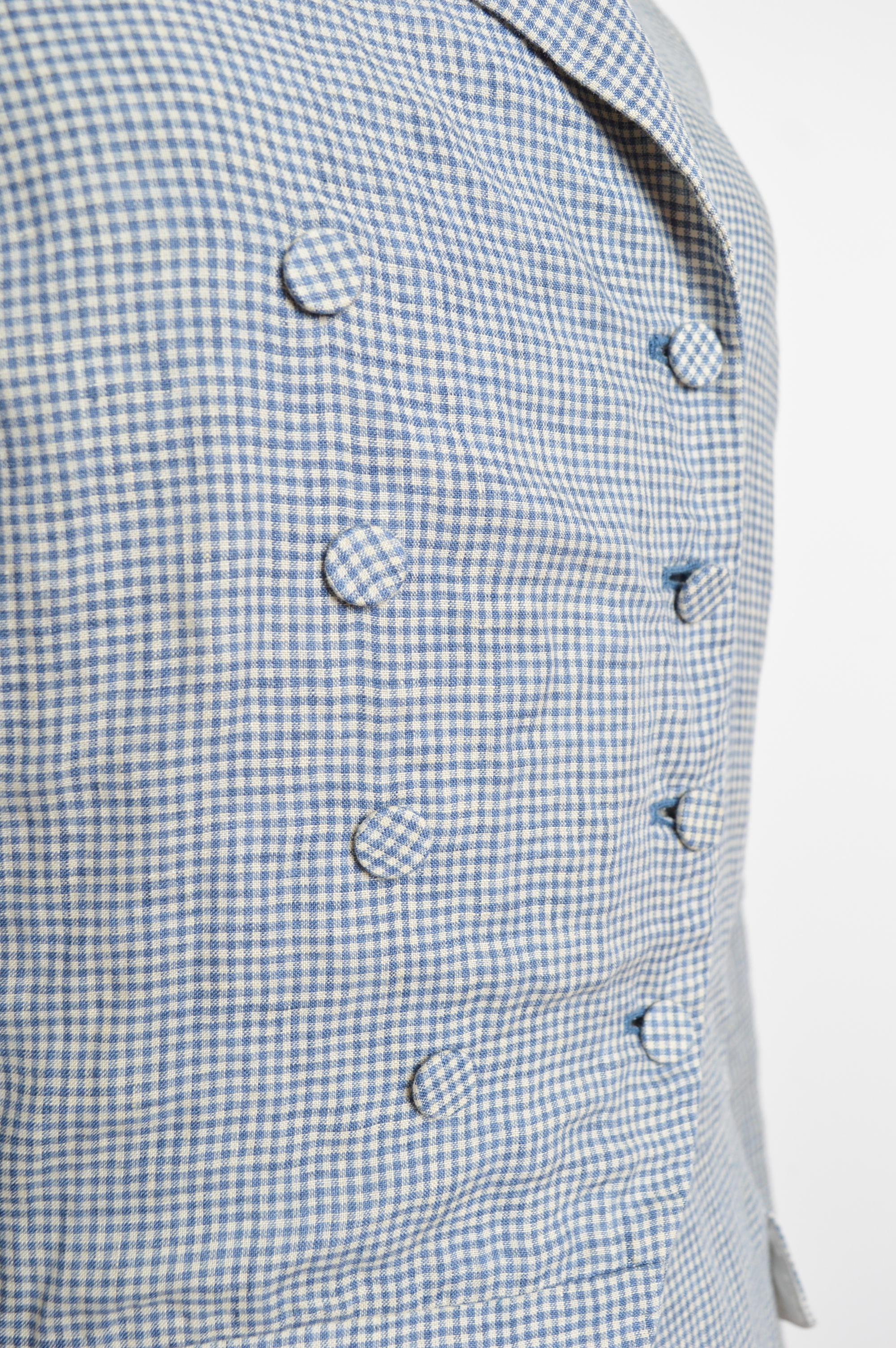 Ralph Lauren - Tailcoat in cotone blu Madras - Giacca di lino napoleonica in vendita 9