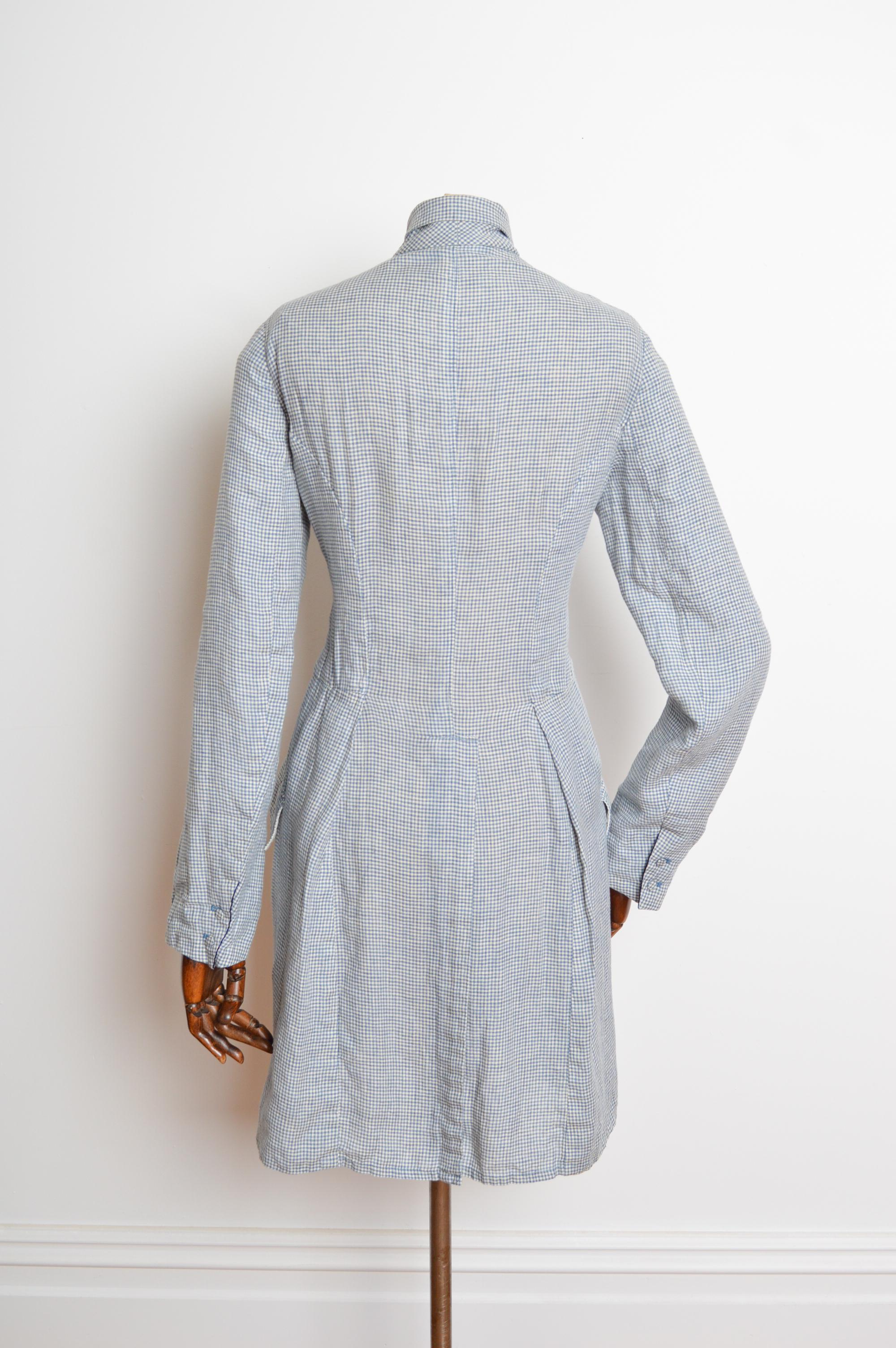 Ralph Lauren - Tailcoat in cotone blu Madras - Giacca di lino napoleonica in vendita 12