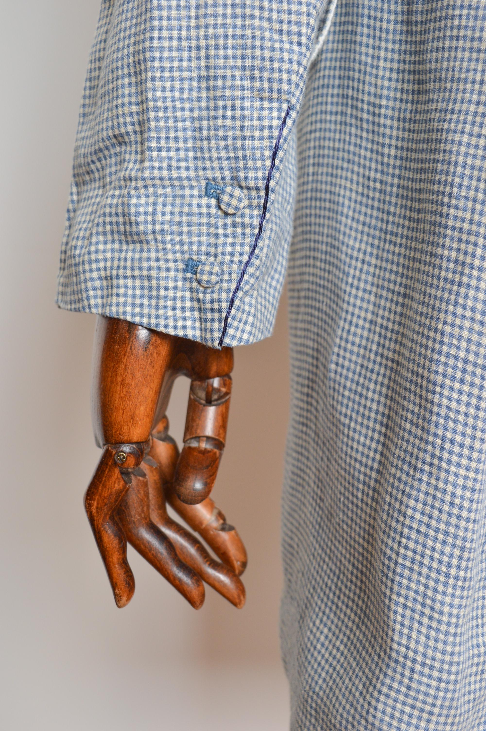 Ralph Lauren - Tailcoat in cotone blu Madras - Giacca di lino napoleonica in vendita 13