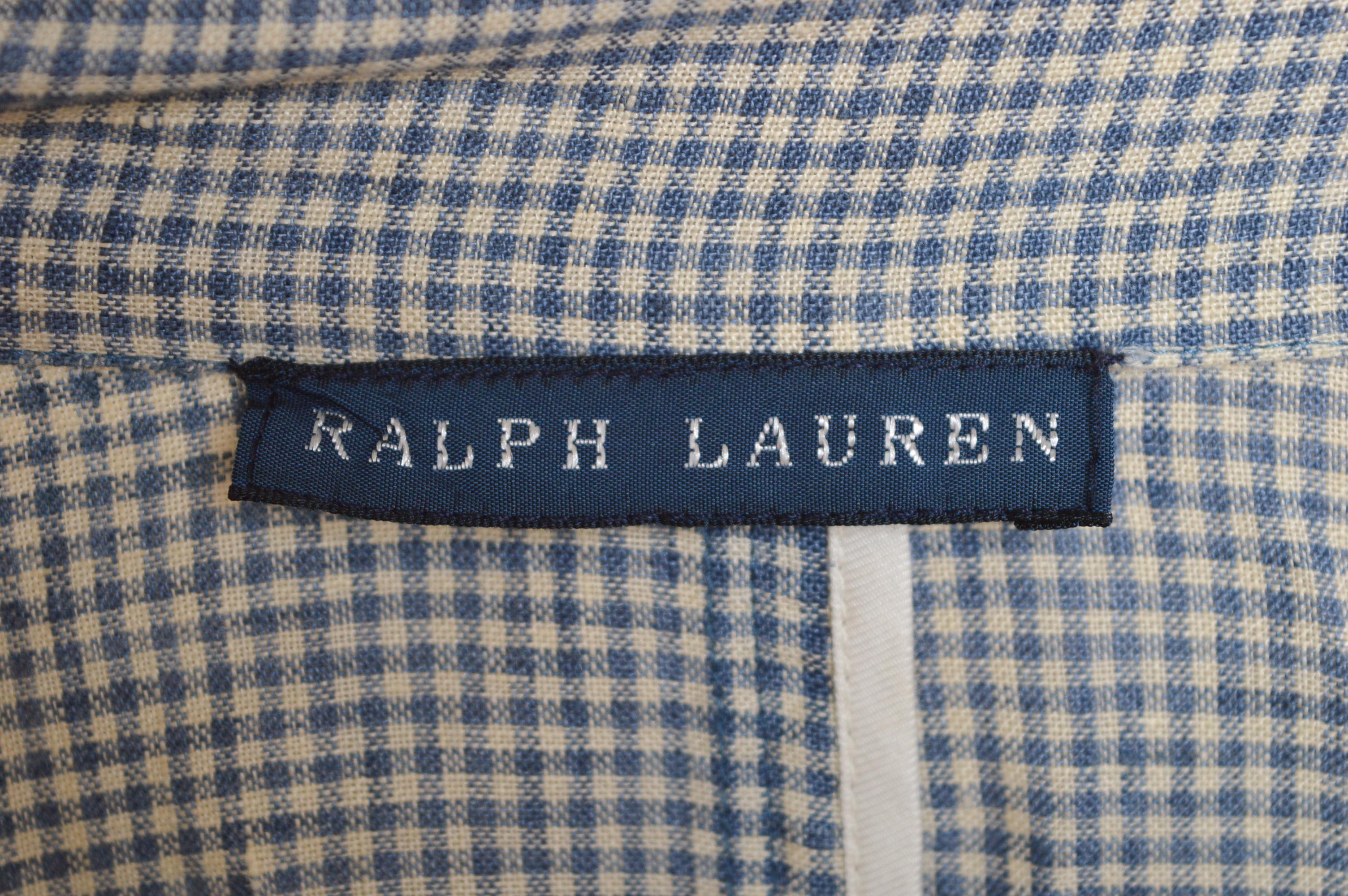 Ralph Lauren - Tailcoat in cotone blu Madras - Giacca di lino napoleonica in vendita 14