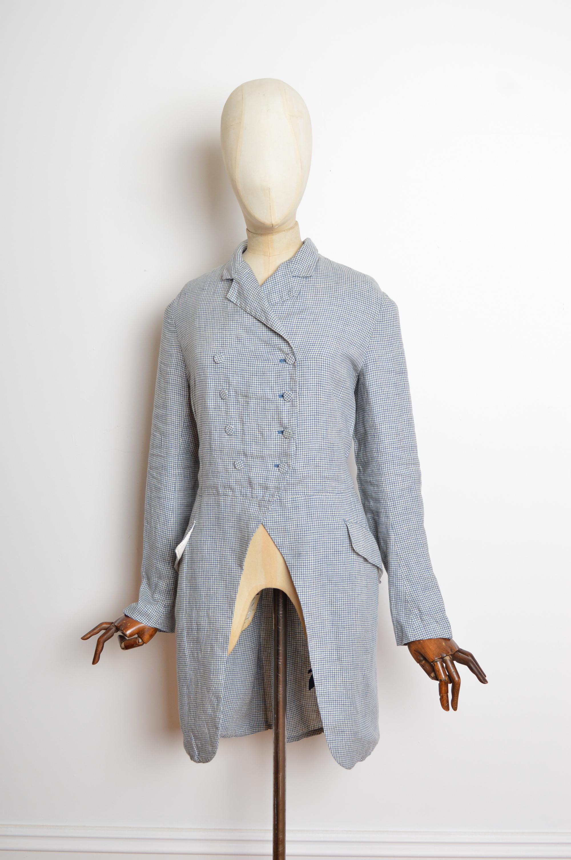 Ralph Lauren - Tailcoat in cotone blu Madras - Giacca di lino napoleonica In condizioni buone in vendita a Sheffield, GB