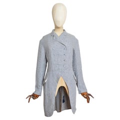 Ralph Lauren Gingham Blue Cotton Madras Tailcoat - Napoleonic Linen Jacket