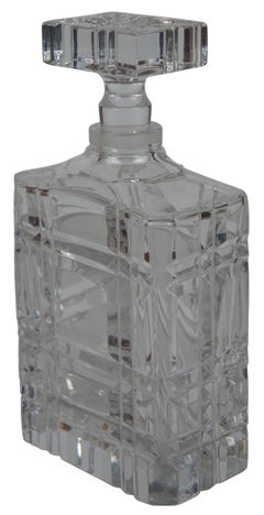 Ralph Lauren Glen Plaid Cut Crystal Decanter & Stopper Whisky Barware RL Polo 9"
