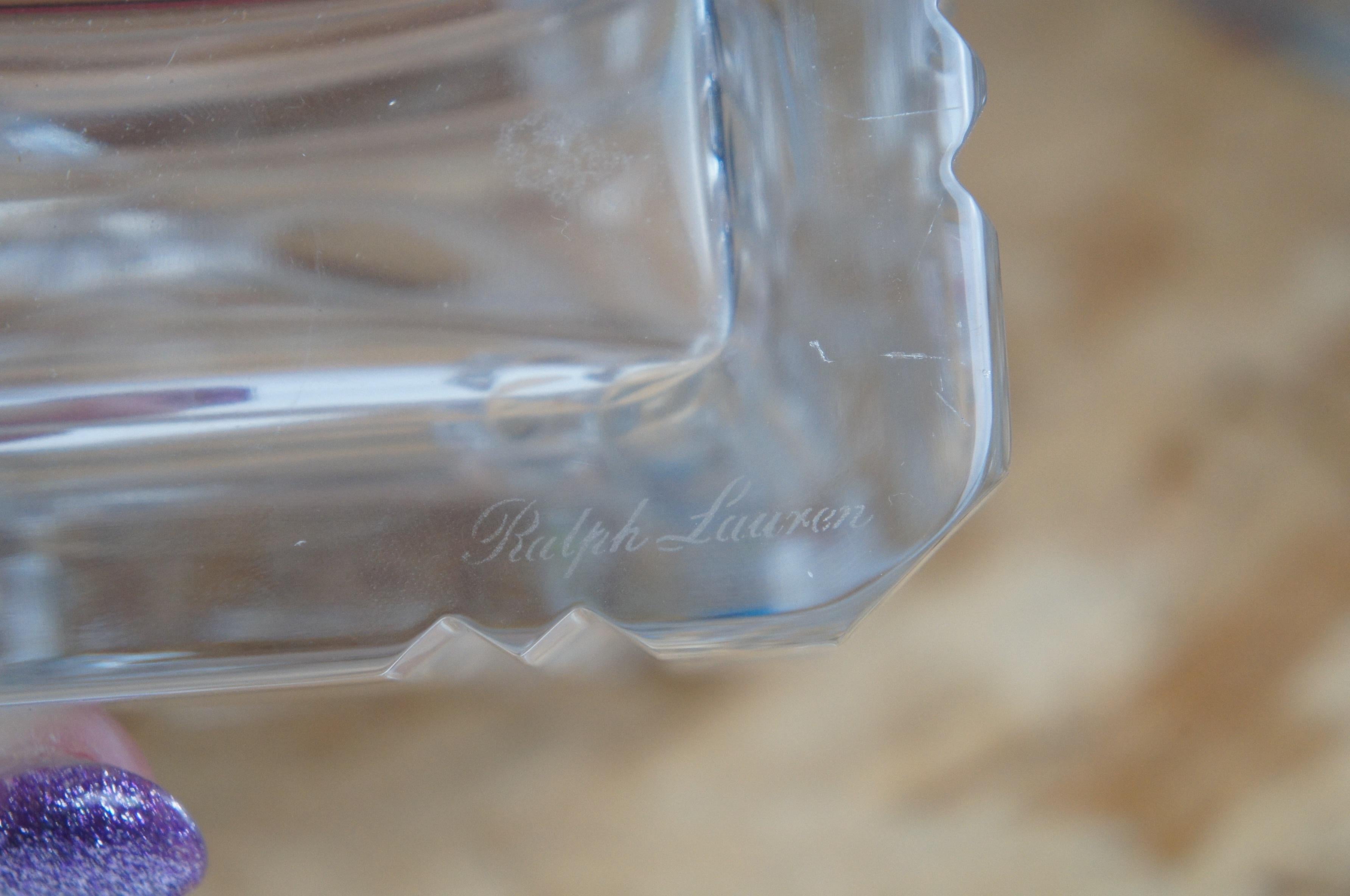 Ralph Lauren Glen Plaid Cut Crystal Decanter & Stopper Whisky Barware RL Polo 9