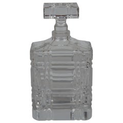 Ralph Lauren Glen Plaid Cut Crystal Decanter & Stopper Whisky Barware RL Polo 9"