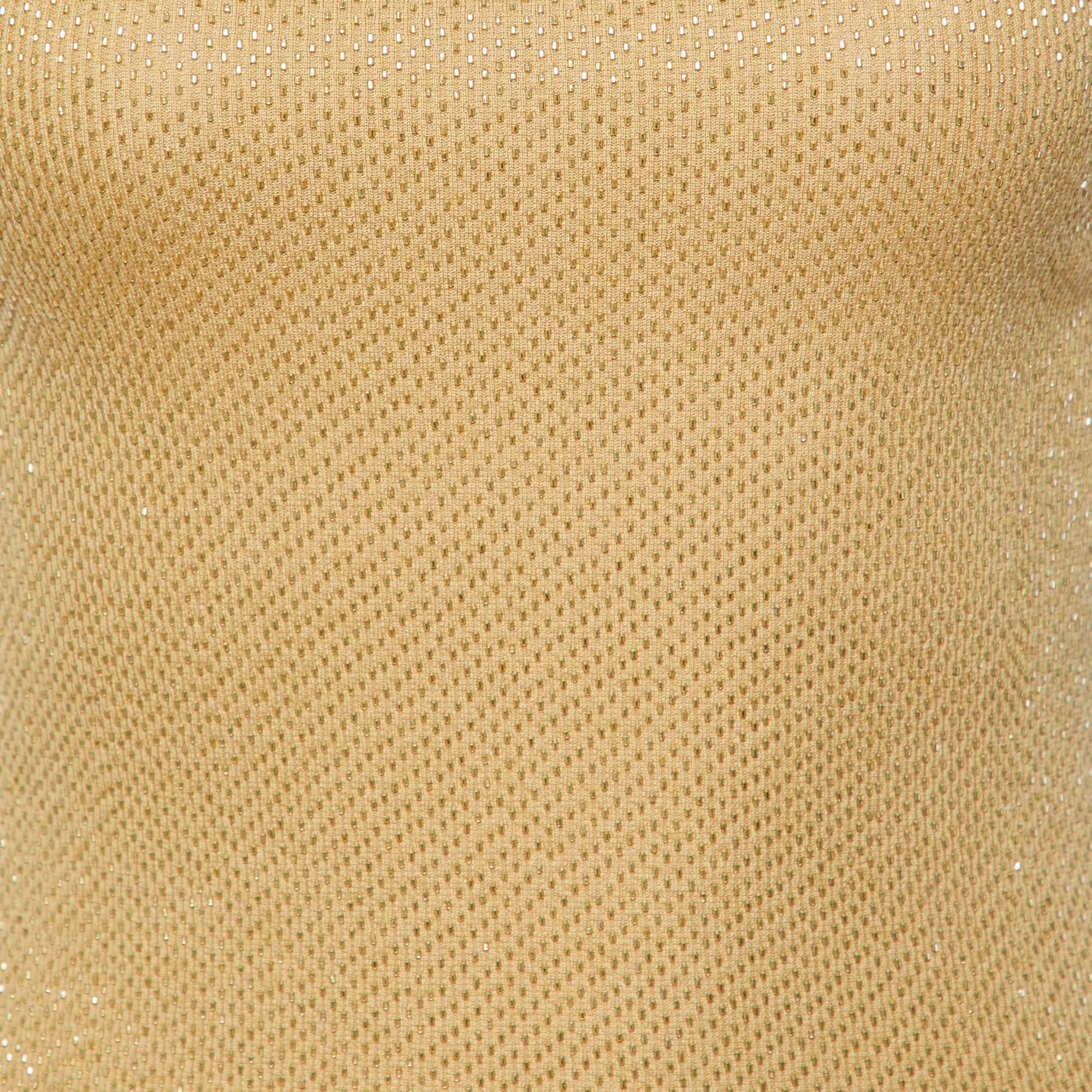 Ralph Lauren Gold Embellished Cotton Knit Tank Top M In Excellent Condition For Sale In Dubai, Al Qouz 2