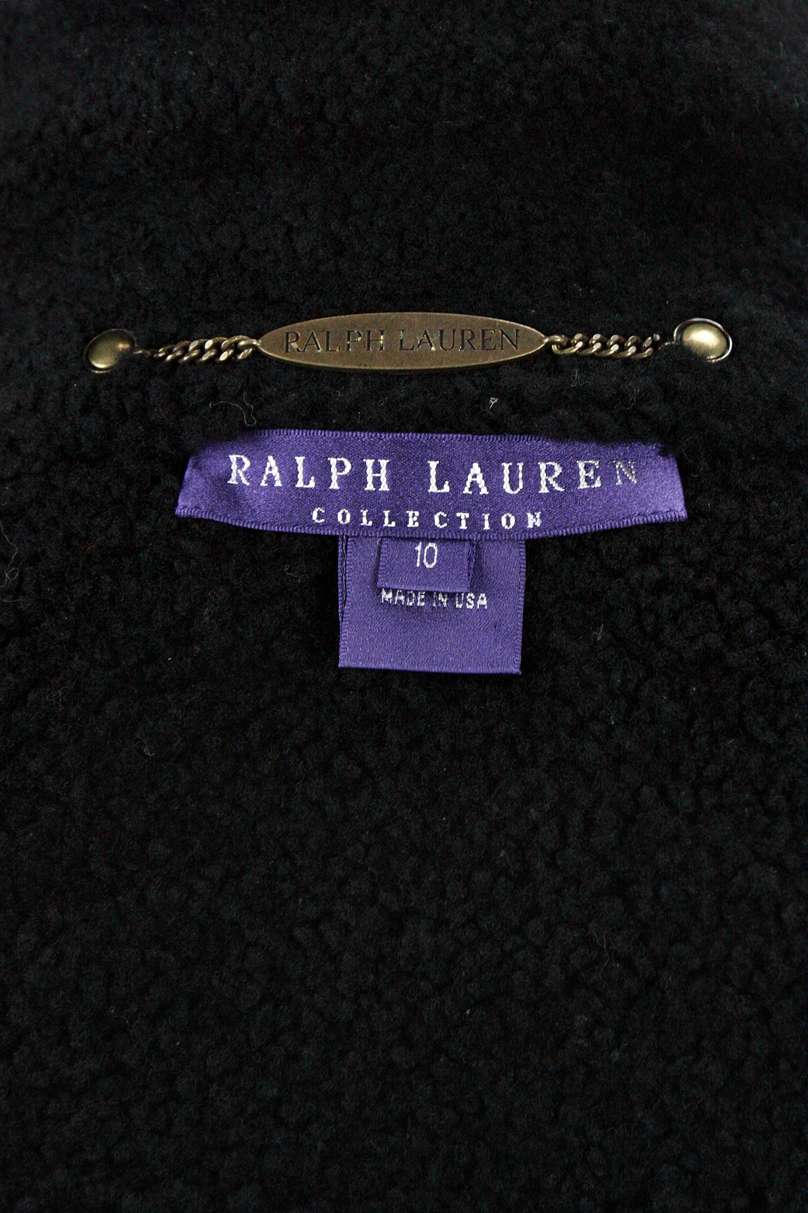 Ralph Lauren Gold Leather Black Shearling Moto Jacket 1