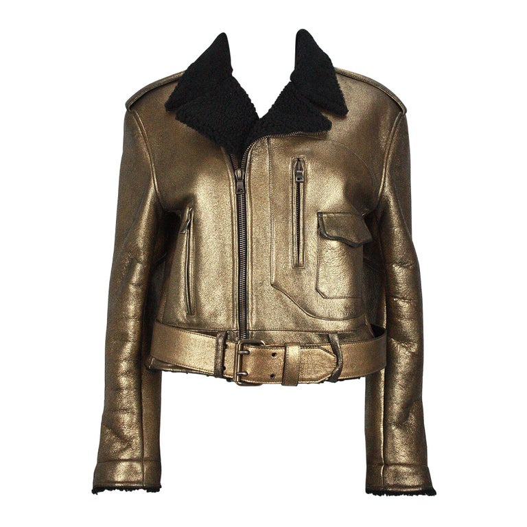 Ralph Lauren Gold Leather Black Shearling Moto Jacket For Sale at 1stDibs |  faux shearling moto jacket lauren ralph lauren, ralph lauren shearling  leather jacket
