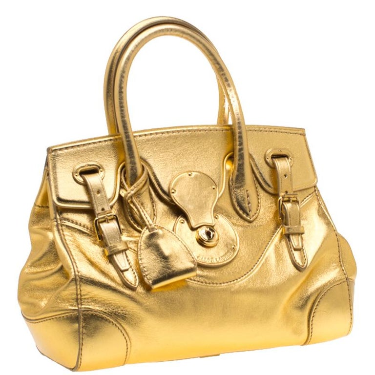 Ralph Lauren Gold Leather Ricky 27 Tote For Sale at 1stDibs