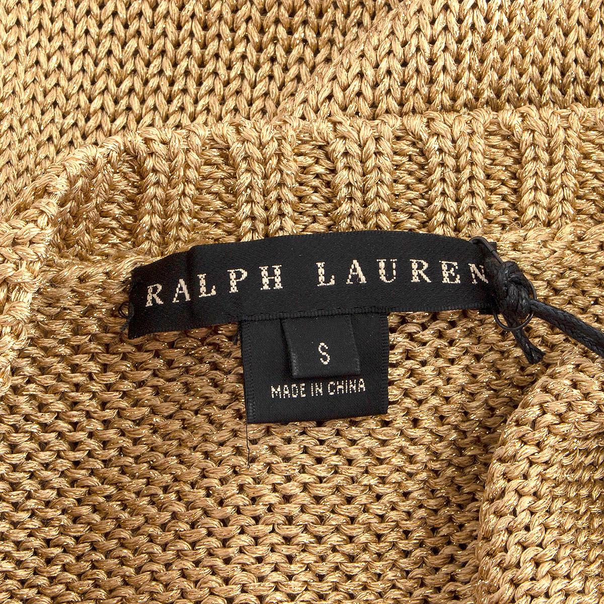 RALPH LAUREN gold LUREX BOAT NECK 3/4 Sleeve Sweater S In Excellent Condition In Zürich, CH