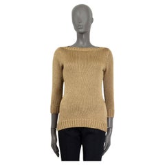 RALPH LAUREN gold LUREX BOAT NECK 3/4 Sleeve Sweater S