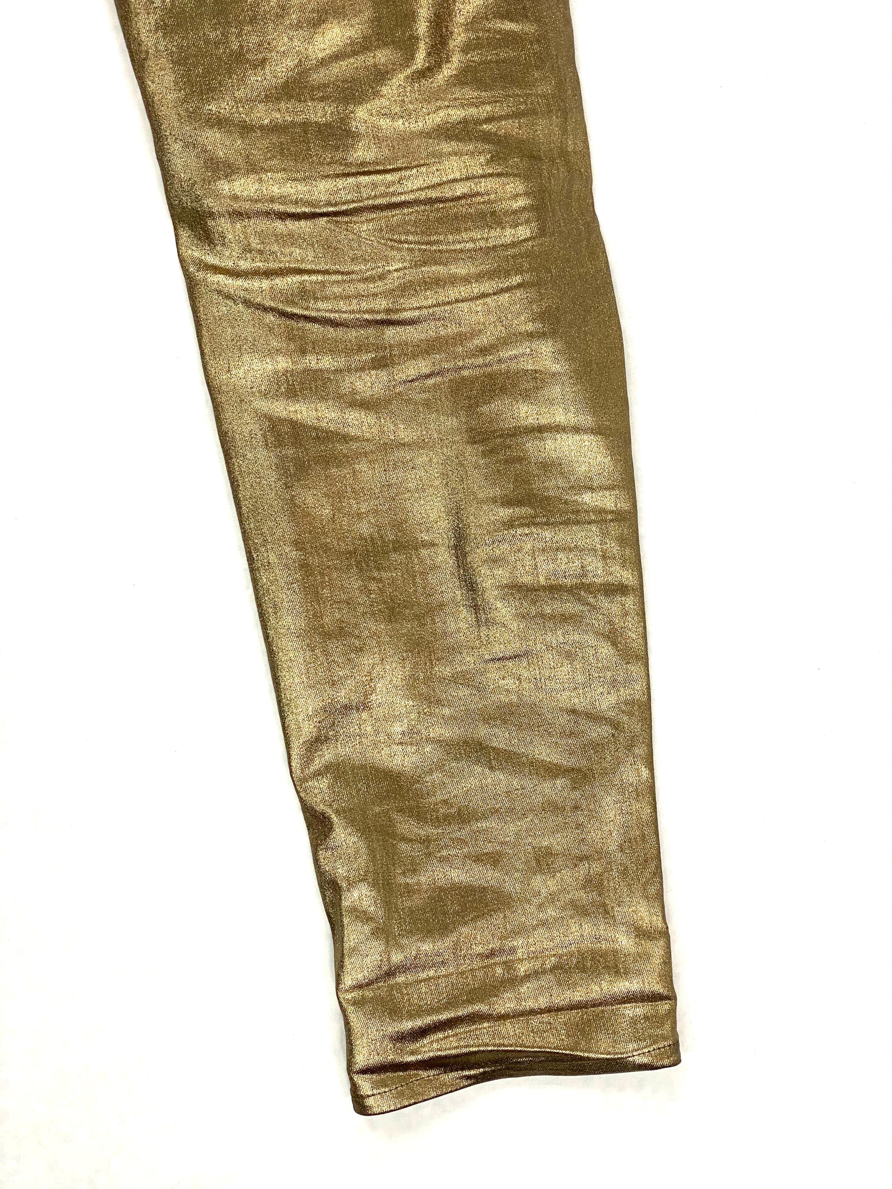 Ralph Lauren Gold Metallic Cotton Jeans Pants Size 28 For Sale 2