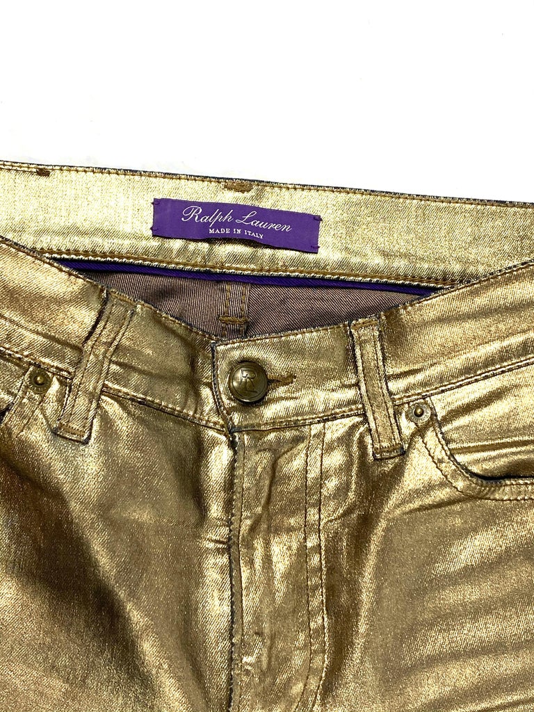 Ralph Lauren Gold Metallic Cotton Jeans Pants Size 28 For Sale at 1stDibs |  gold pants, gold jeans, golden jeans