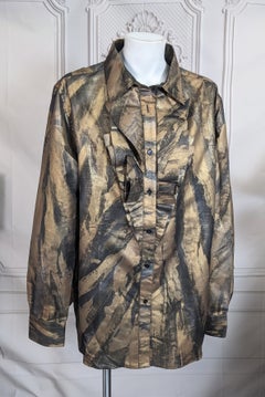 Ralph Lauren Gold Painted Taffeta Pleated Blouse, Purple Label