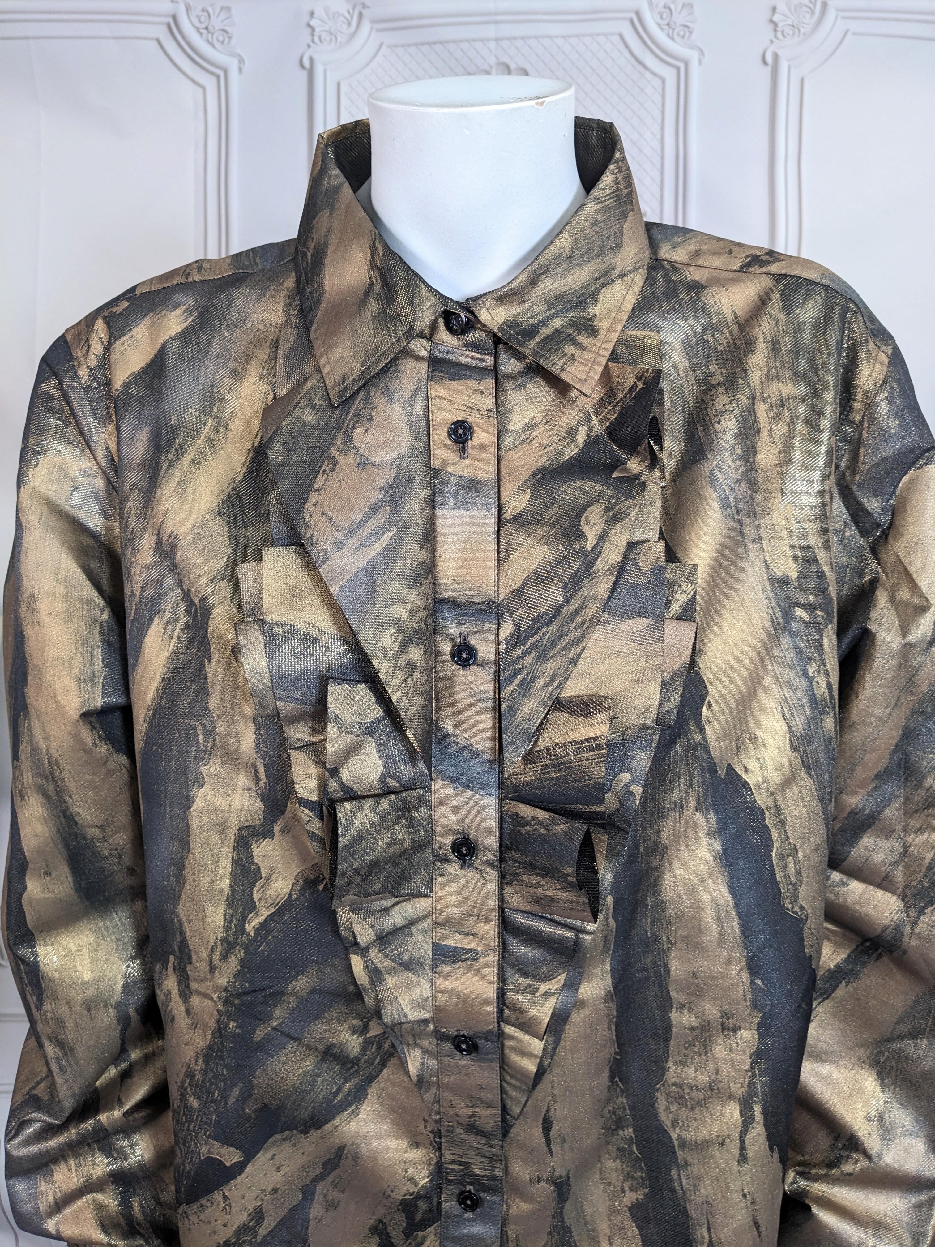 da uomo o donna Ralph Lauren Camicetta plissettata in taffetà dipinta in oro, Purple Label in vendita