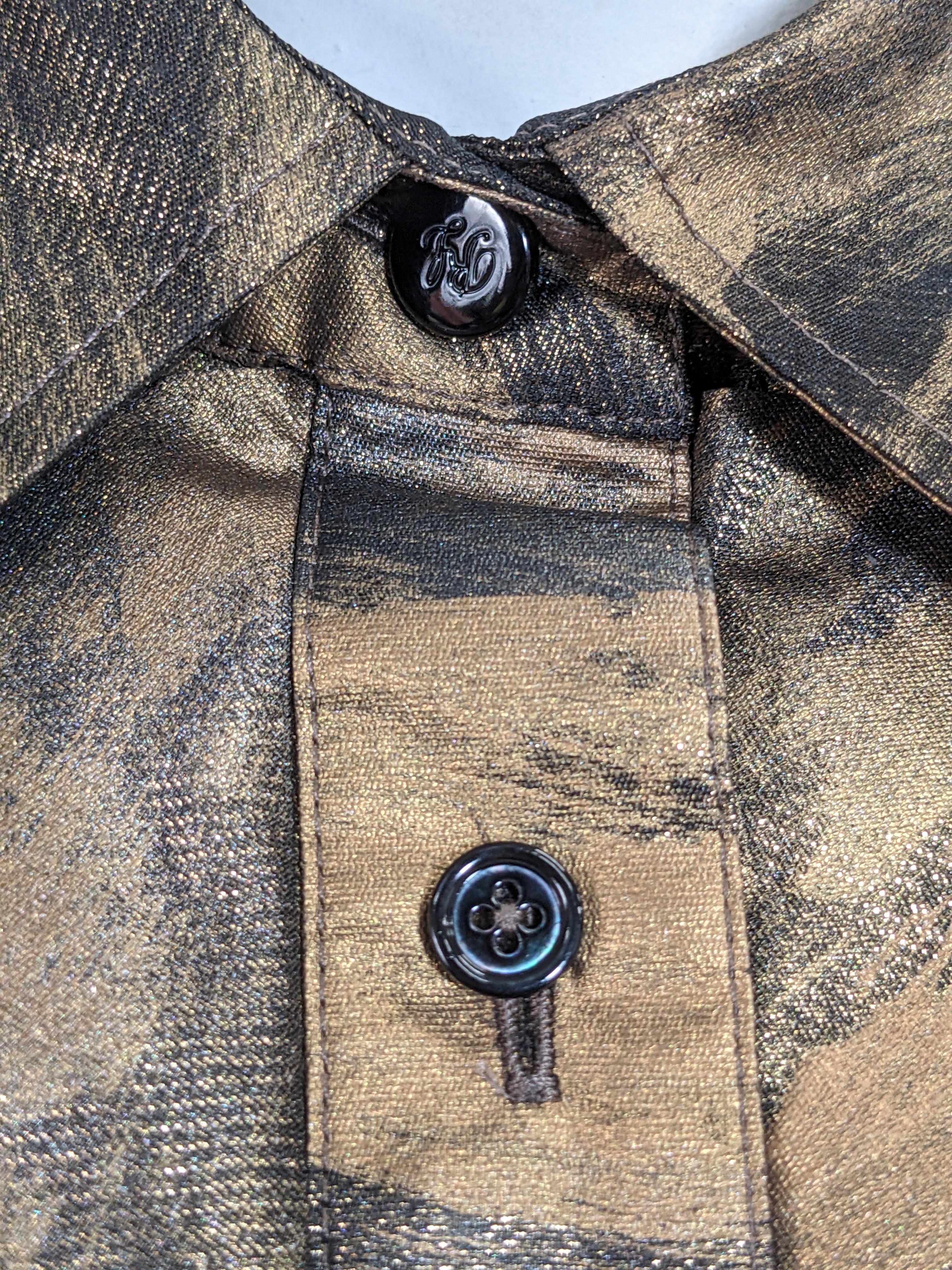 Ralph Lauren Camicetta plissettata in taffetà dipinta in oro, Purple Label in vendita 1