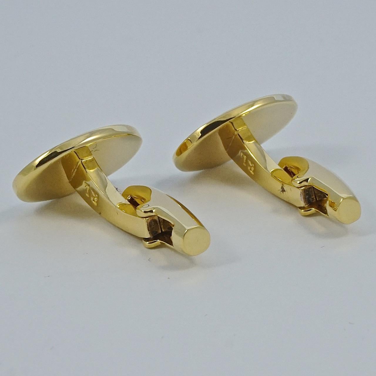Ralph Lauren Gold Plated and Green Enamel Polo CuffLinks In Good Condition In London, GB