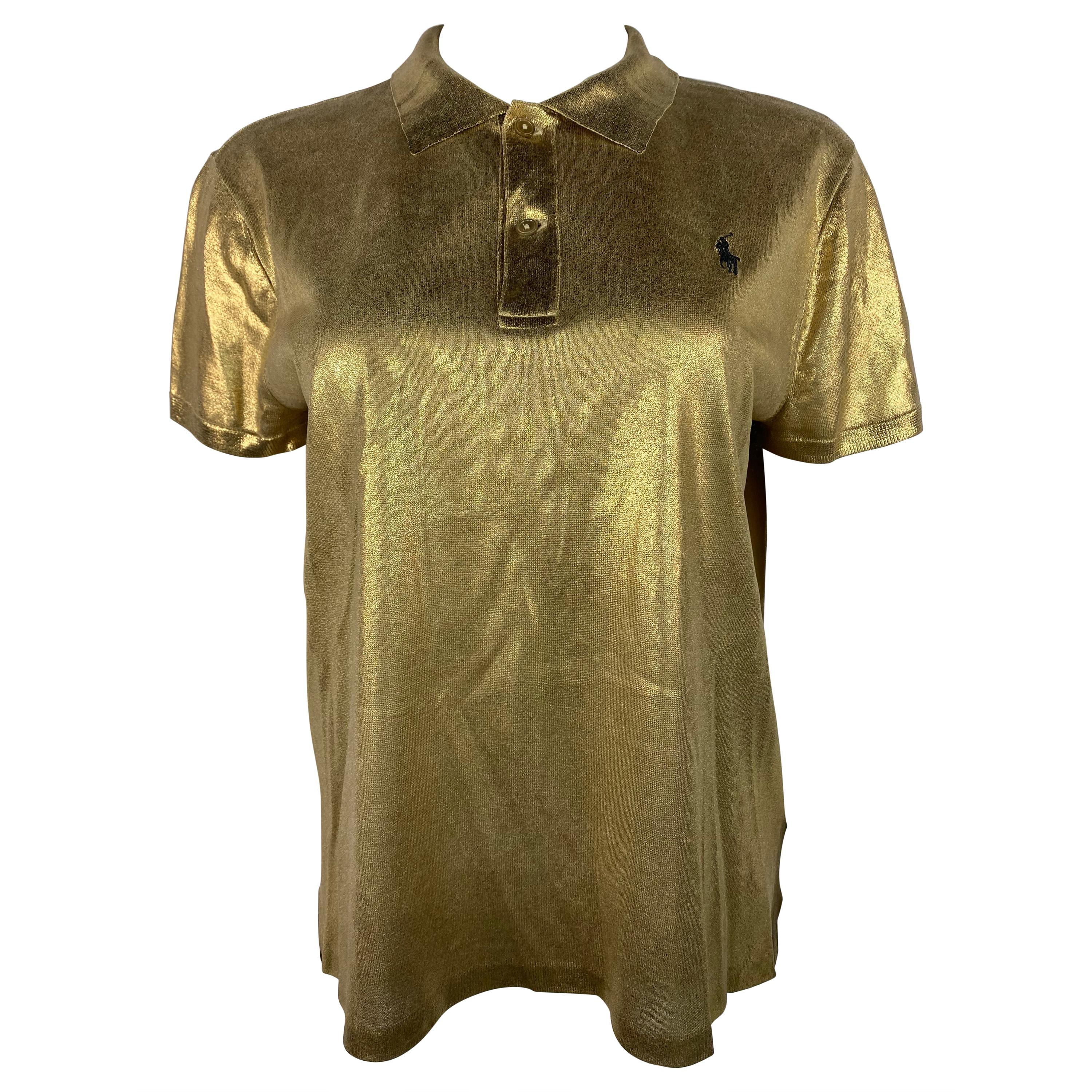 Ralph Lauren Goldfarbenes Polohemd, Größe Large im Angebot