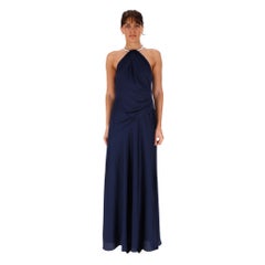Ralph Lauren Gold Ring Halter Neck Evening Dress
