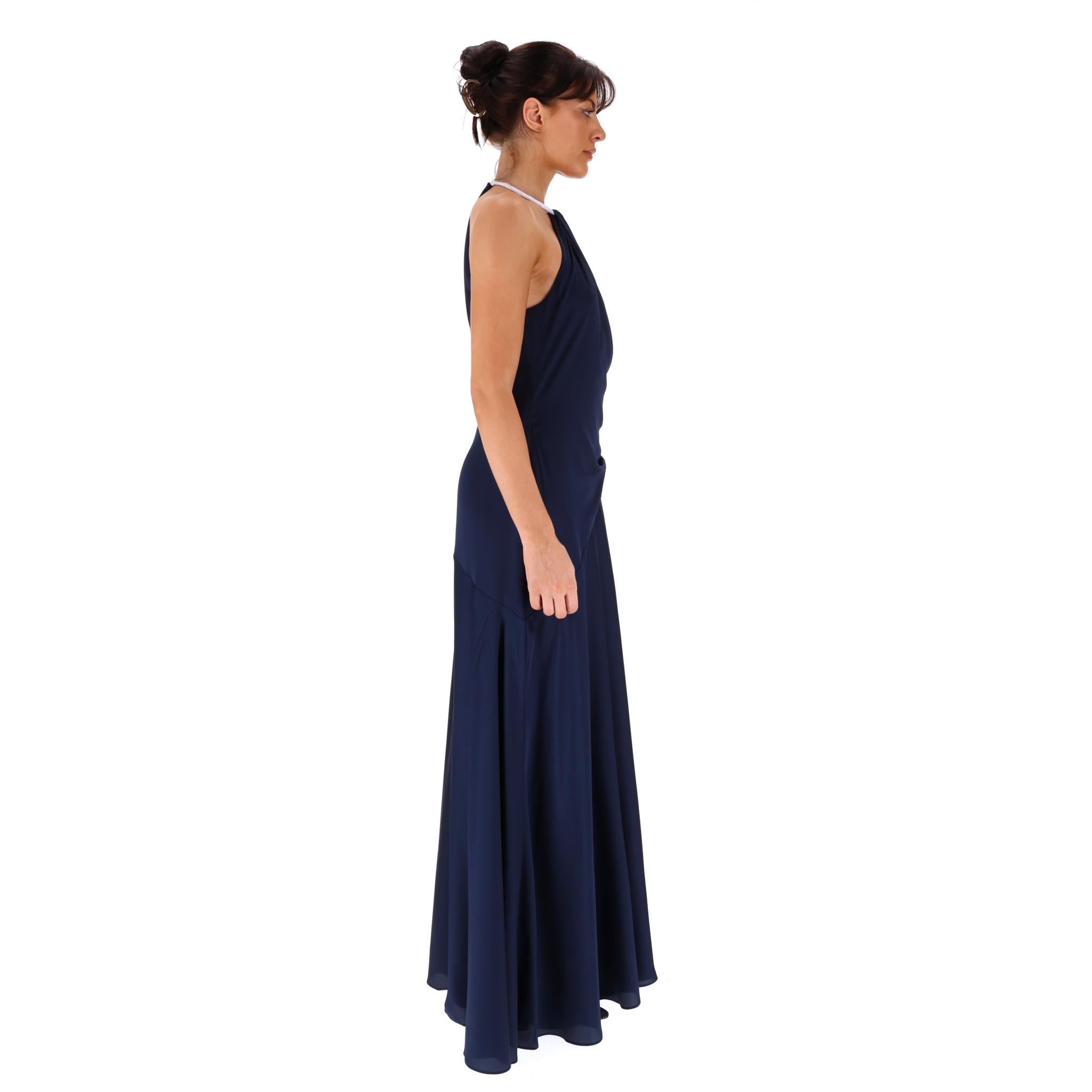 Vestido de Noche Ralph Lauren Anillo Dorado Cuello Halter Negro