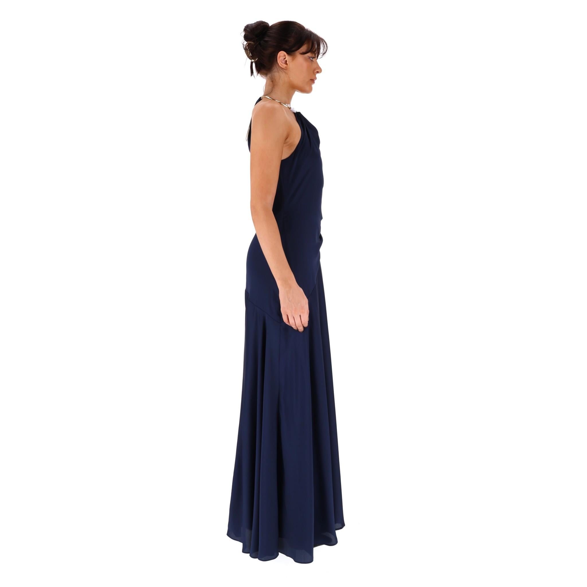 Black Ralph Lauren Gold Ring Halter Neck Evening Dress