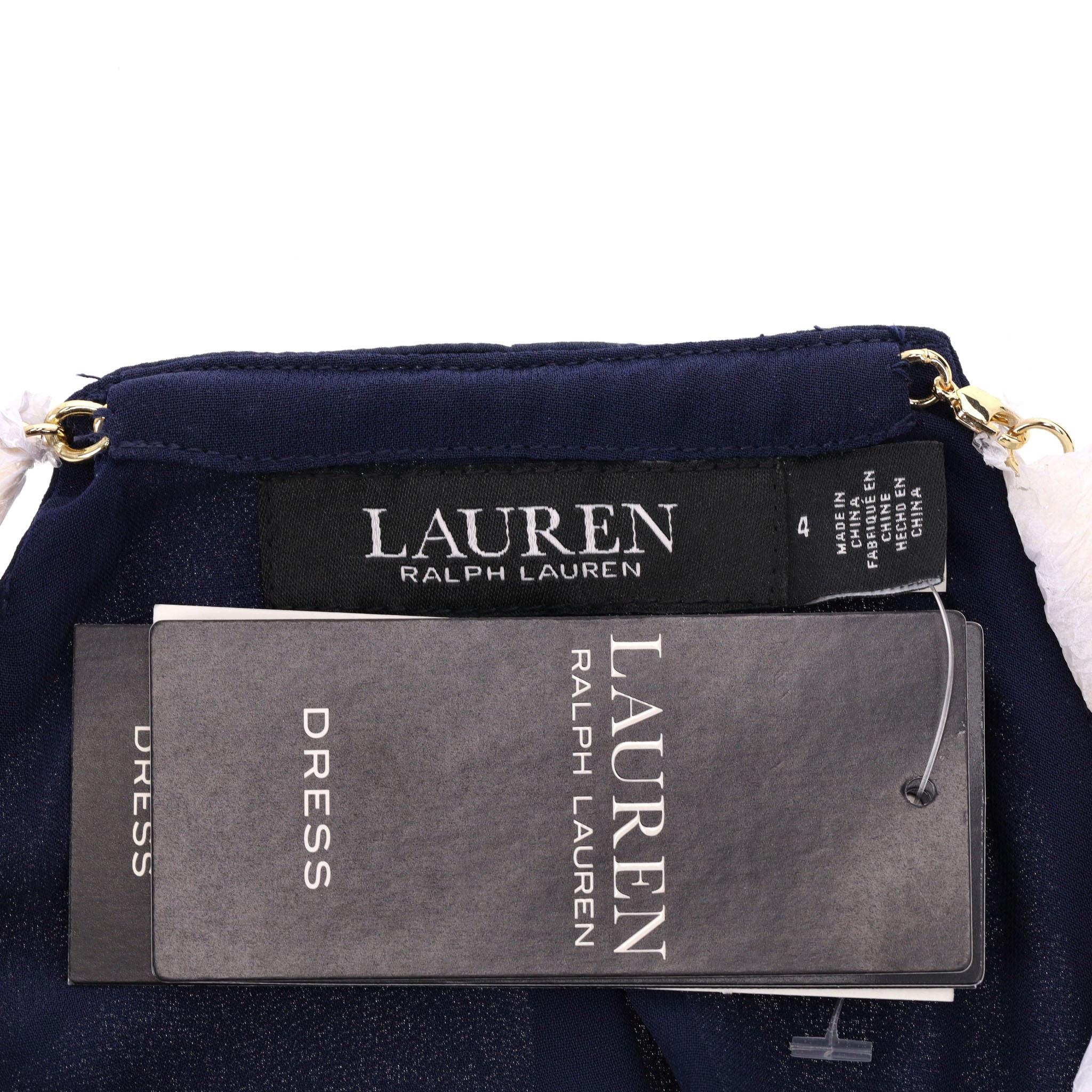 Vestido de Noche Ralph Lauren Anillo Dorado Cuello Halter 1