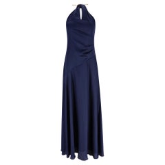 Ralph Lauren Gold Ring Halter Neck Evening Dress