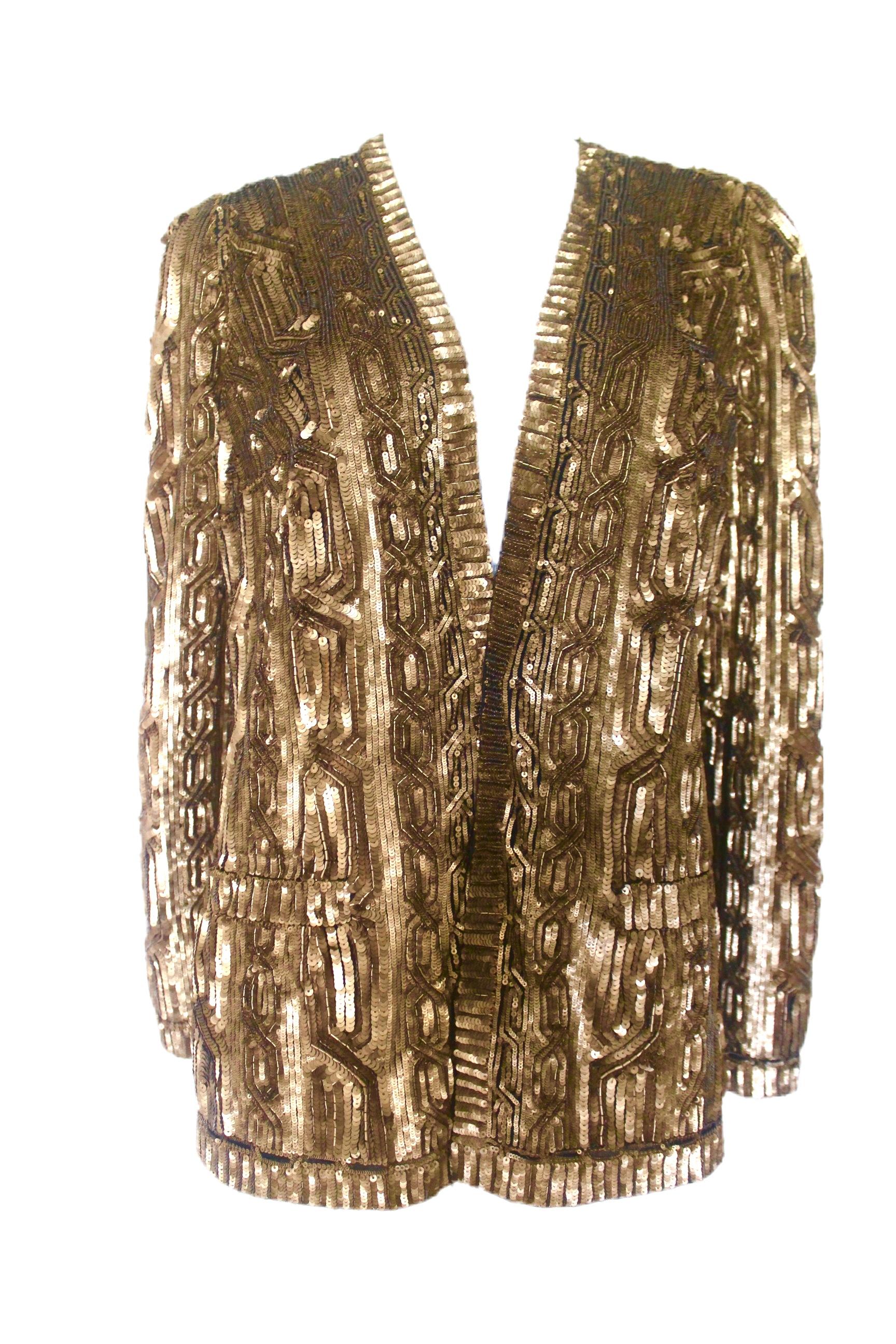 Ralph Lauren Gold Sequin Evening Jacket 9