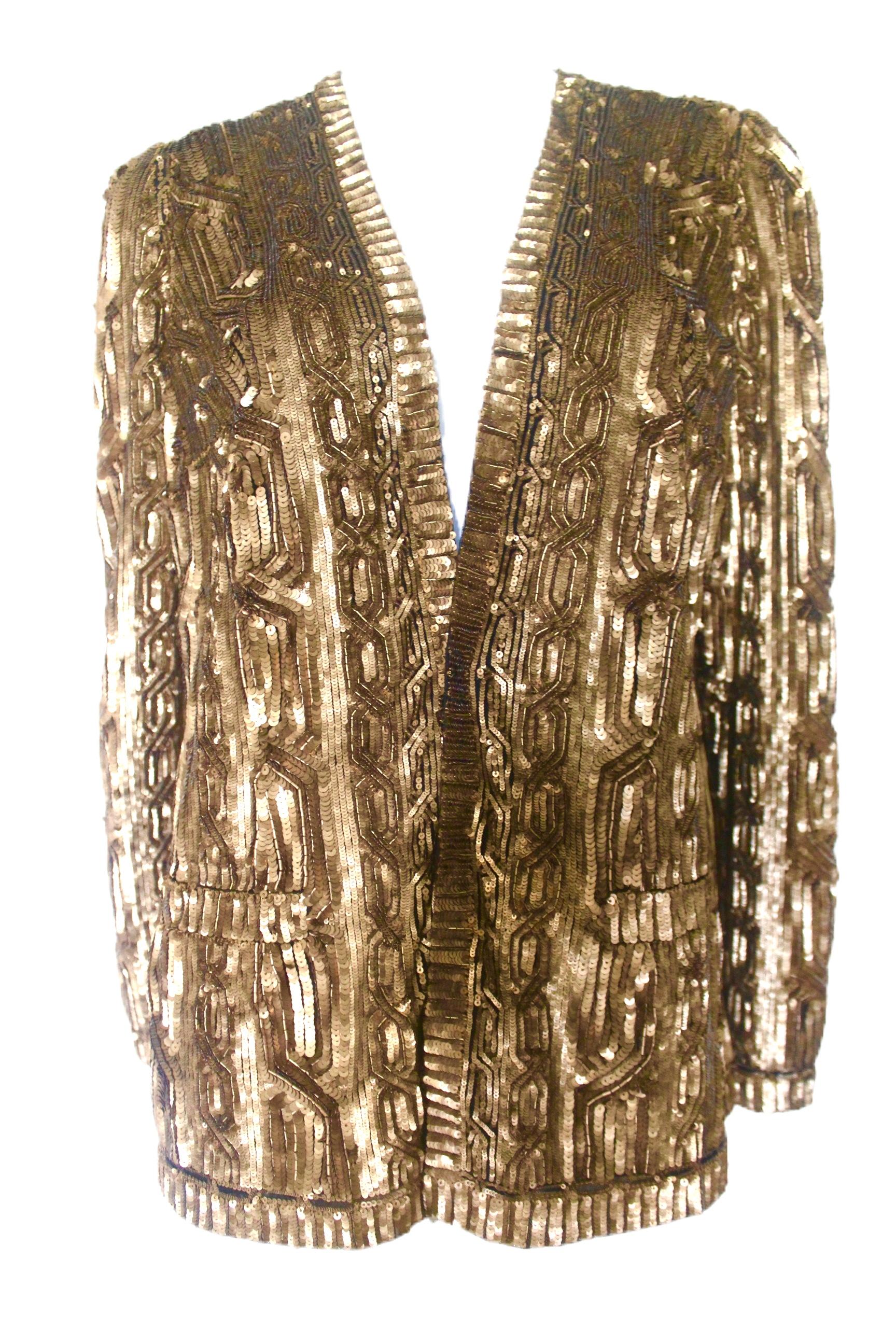 Women's Ralph Lauren Gold Sequin Evening Jacket