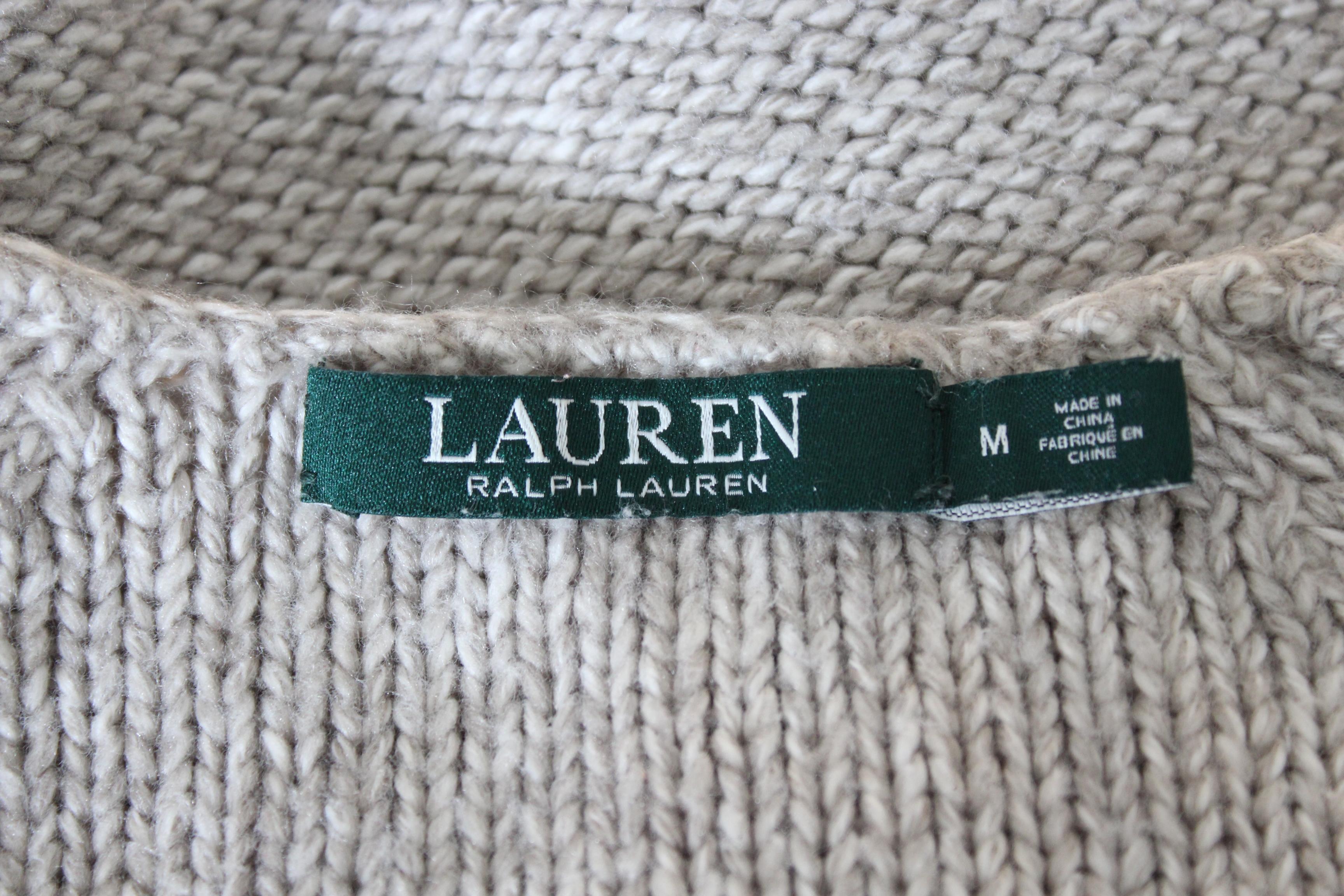 Ralph Lauren Gray Cotton Casual Sweater In Excellent Condition In Brindisi, Bt