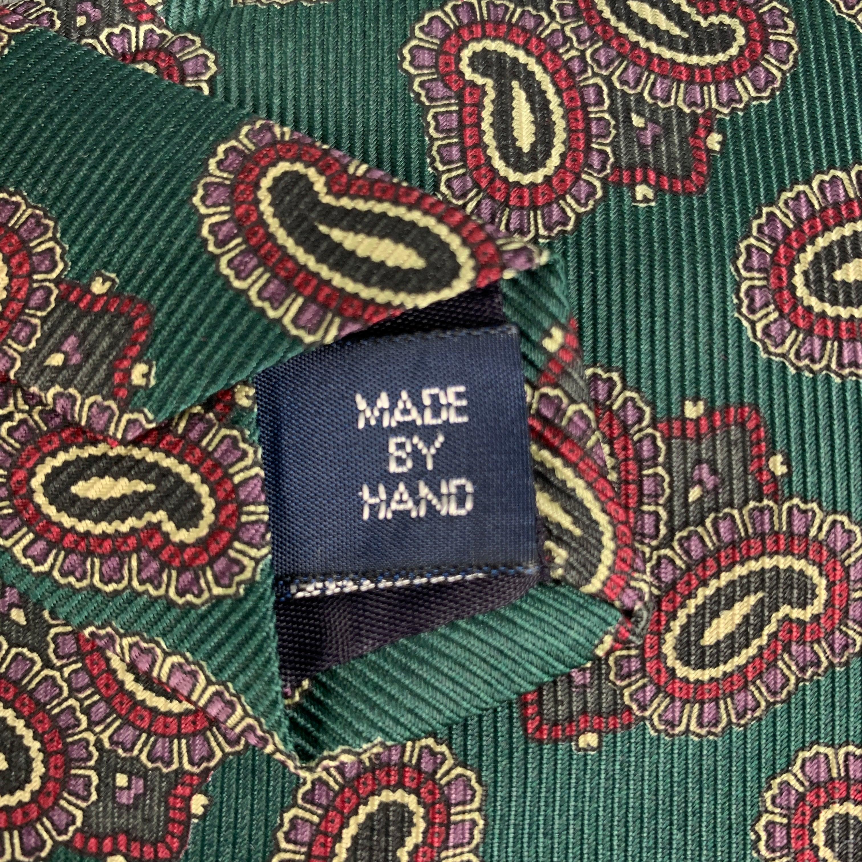 Men's RALPH LAUREN Green Burgundy Paisley Silk Tie For Sale