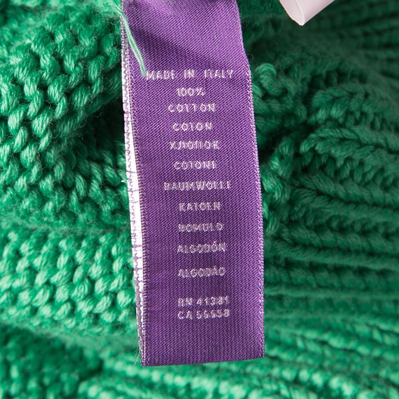 Ralph Lauren Green Cotton Chunky Knit Sweater L im Zustand „Neu“ in Dubai, Al Qouz 2