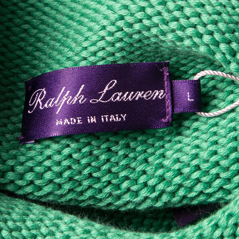 Ralph Lauren Green Cotton Chunky Knit Sweater L Herren
