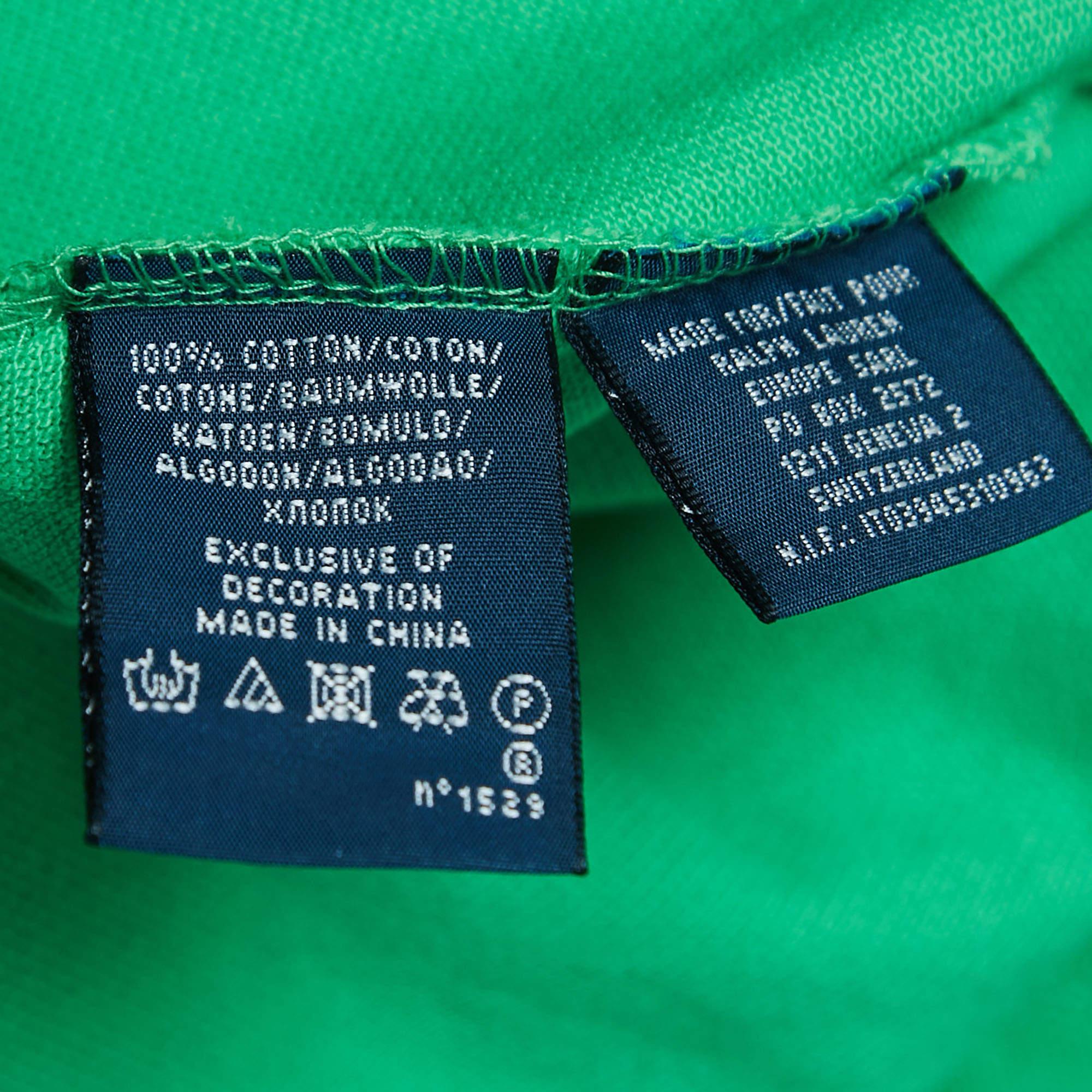 Ralph Lauren Grünes Polo-T-Shirt aus Baumwolle mit Glitter-Logo in Grün L im Angebot 1