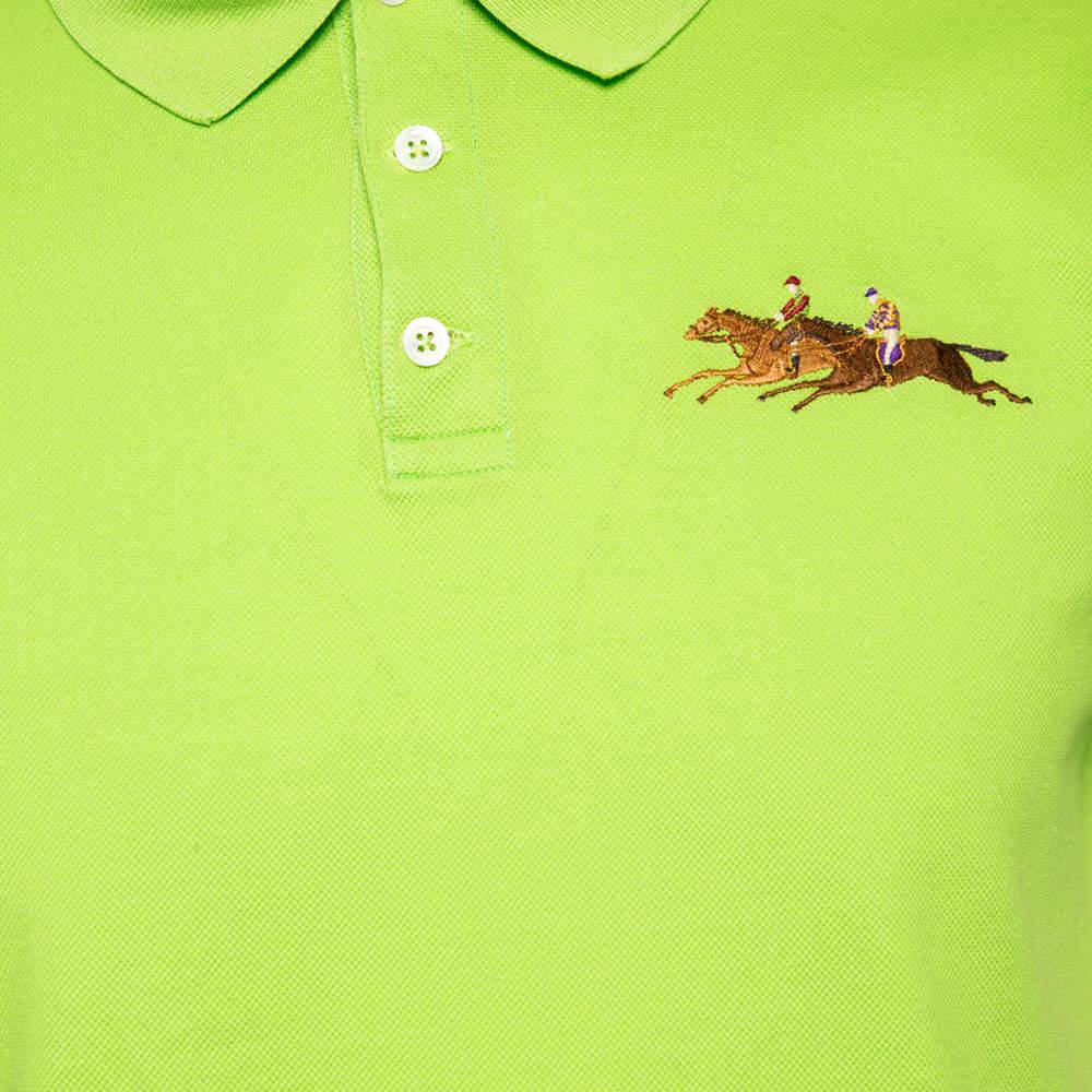 Men's Ralph Lauren Green Cotton Pique Tailored Fit Polo T-Shirt M
