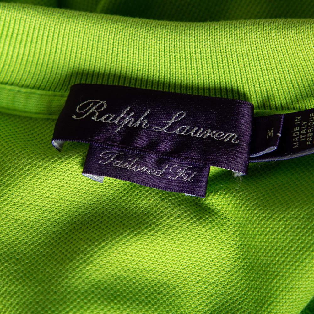 Ralph Lauren Green Cotton Pique Tailored Fit Polo T-Shirt M 1