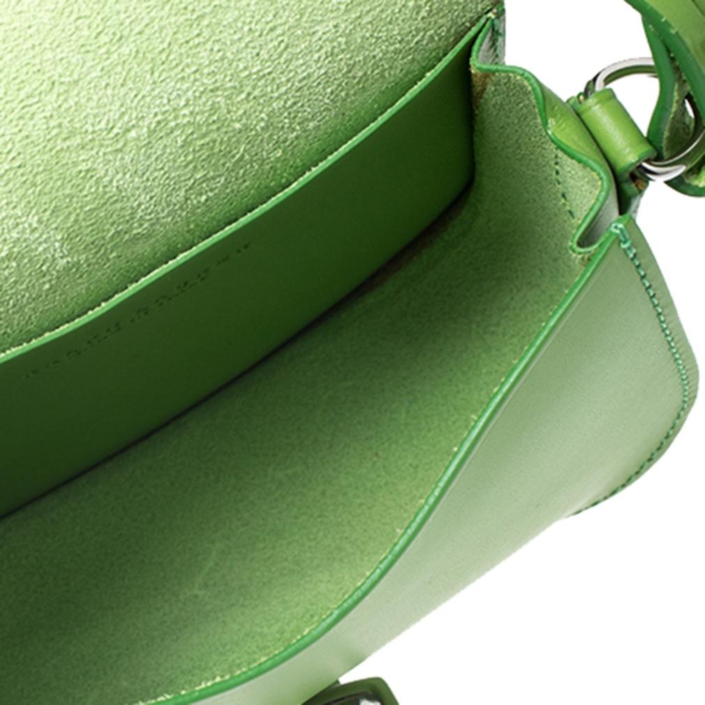 Women's Ralph Lauren Green Leather Saddle Crossbody Bag