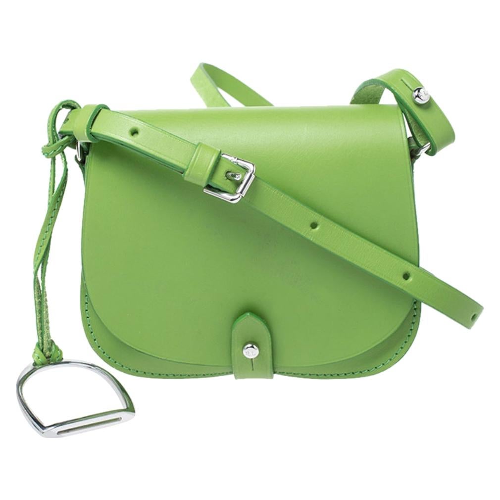 Ralph Lauren Green Leather Saddle Crossbody Bag