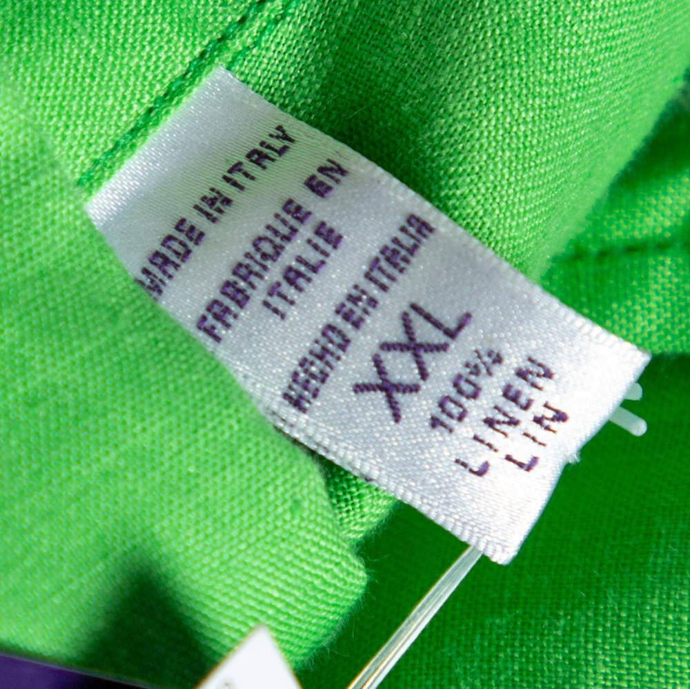 Ralph Lauren Green Linen Logo Embroidered Button Down Shirt XXL 2