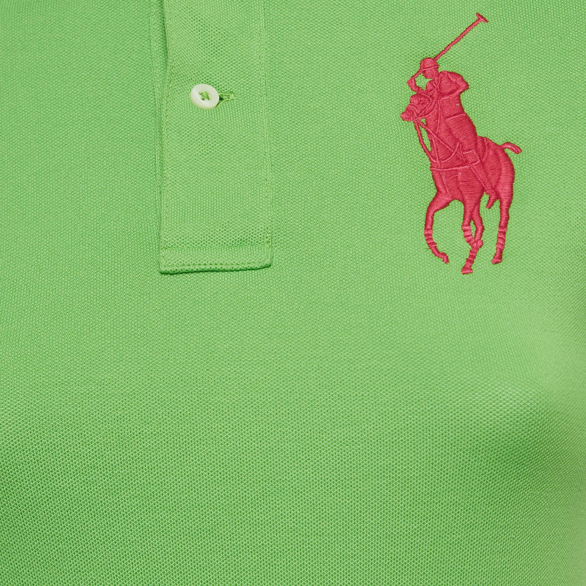 Polo Ralph Lauren Verde Logotipo Bordado Algodón The Skinny S en Bueno Estado en Dubai, Al Qouz 2